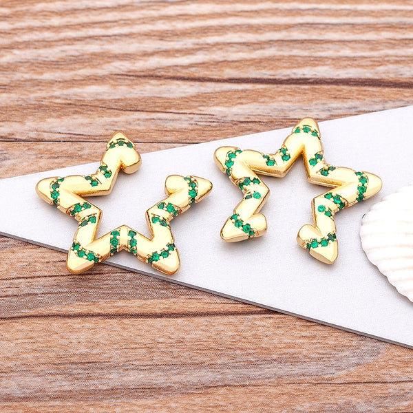 Pendientes con forma de estrella de cristal y circonitas cúbicas AAA para mujer