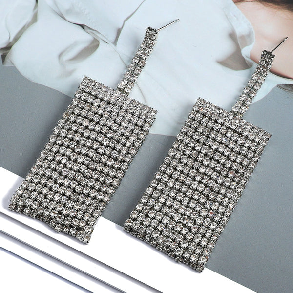 Pendientes largos de moda con diseño de tendencia y doble borla de metal, accesorios para las orejas para mujer.