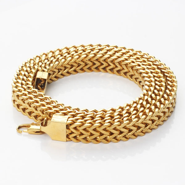Collar de acero inoxidable 316L de moda para hombres y mujeres, color dorado, estilo hip hop y punk.