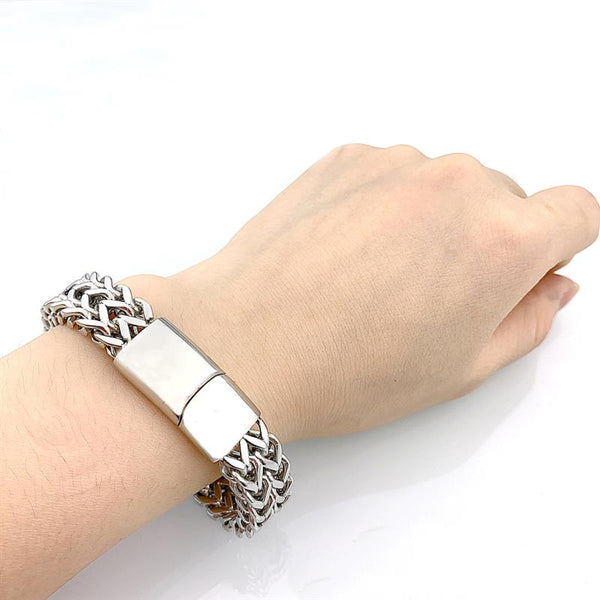 Pulseras de cadena de eslabones cubanos de acero inoxidable 316L de doble capa