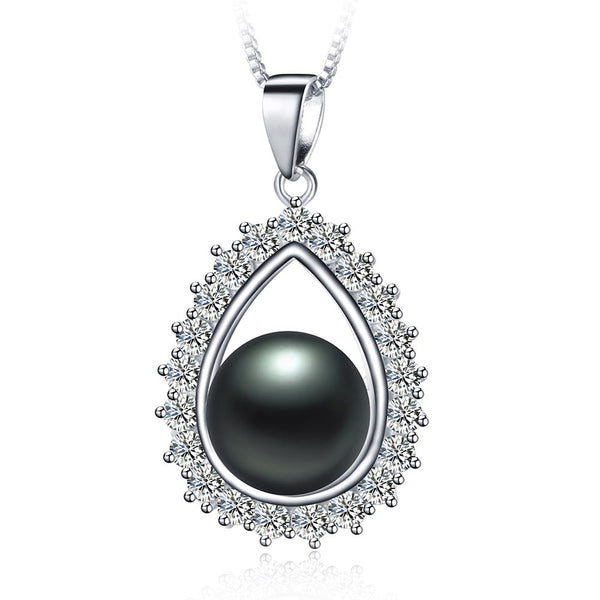 Collar con colgante de gota de agua y circonita en plata de ley 925 para mujer