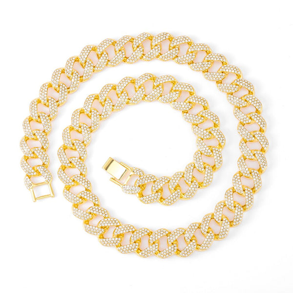 Gargantilla de joyería de hip hop de 18 mm con cadena cubana helada para hombre