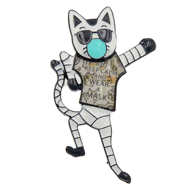 Enamel Cute Cat Brooches For Women