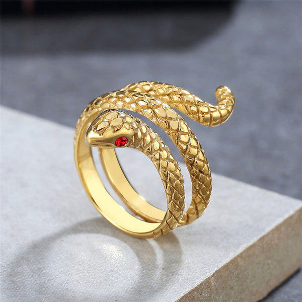 Anillos de serpiente de acero inoxidable sencillos para hombre.