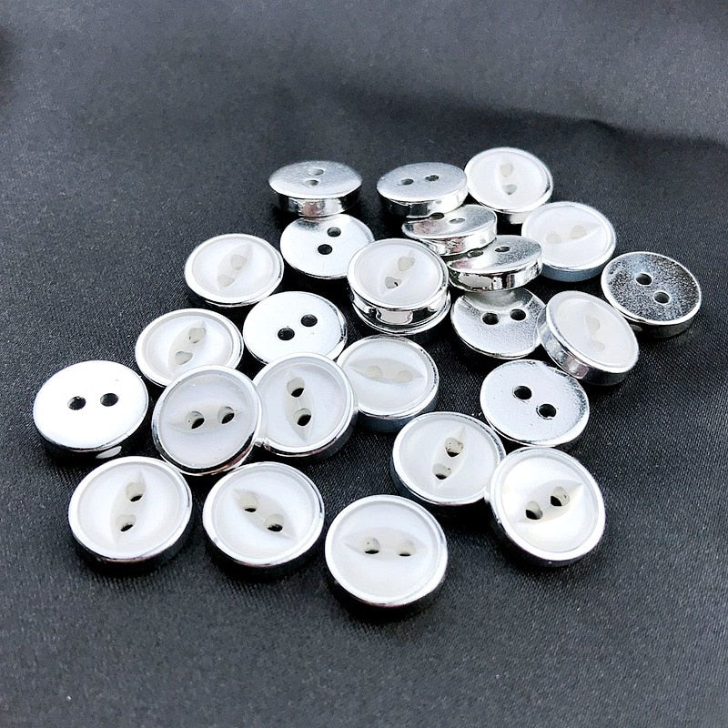 11mm  50pcs/150pcs  Silver Color 2 Holes   Plating Buttons  DIY Apparel Shirt Buttons
