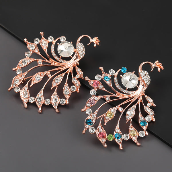 Broche de pavo real hueco con diamantes de imitación de metal creativo de moda Pauli Manfi
