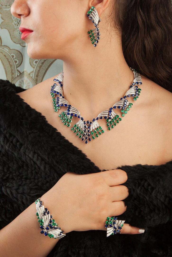 Trendy 4PCS Full Micro CZ Luxury Dubai Jewelry Set For Women