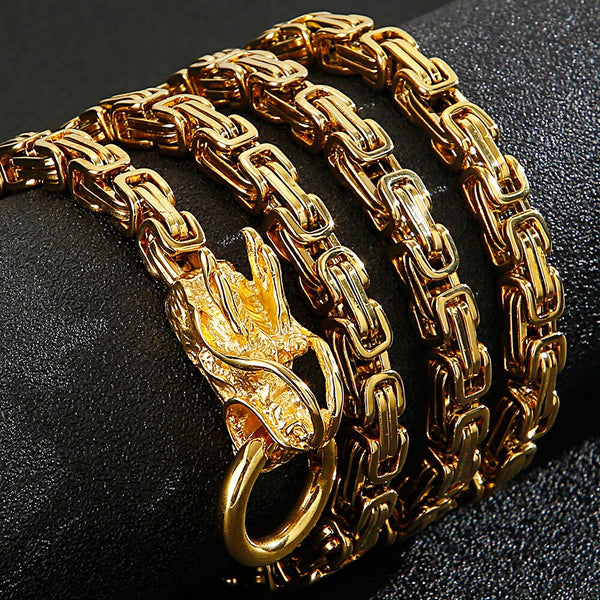 Collar con cadena de acero inoxidable de 6 mm con forma de cabeza de león para hombre