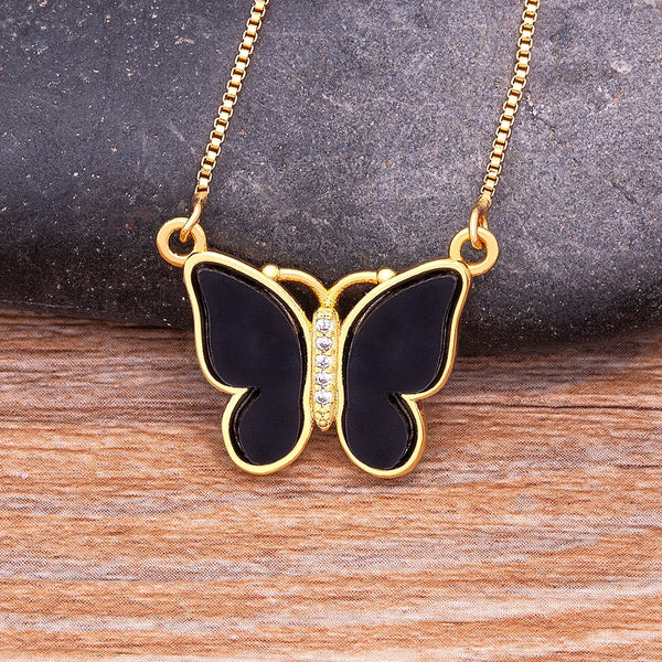 Collar con colgante de mariposa lindo de moda coreana clásica para mujer
