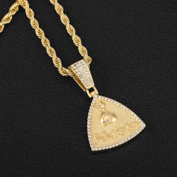 Personality Iced Out Iong Triangle Pendant Necklace Mens Women