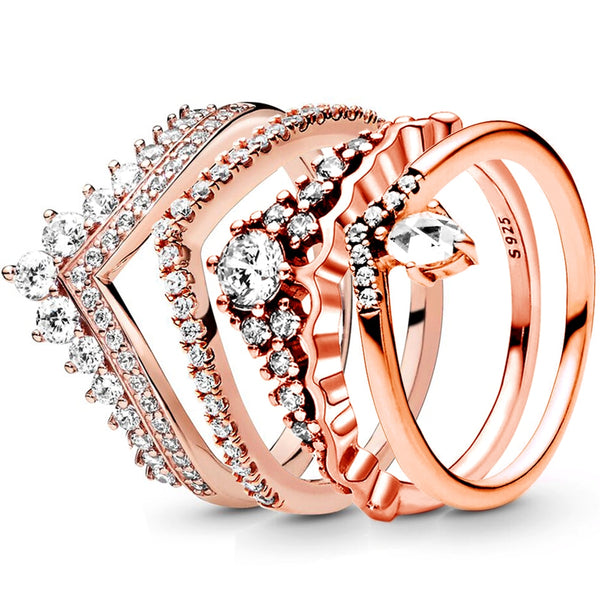 Fashion Vintage Rose Gold Stacked Women Rings