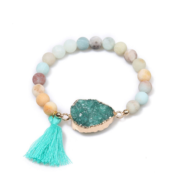 Fashion Woman Bracelet Pendant Alloy Connectors Natural Stone Charm Friendship Bracelet