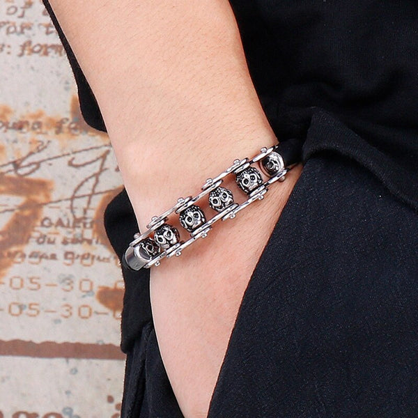 Pulsera de cadena de ciclismo de motocicleta de acero inoxidable para hombre