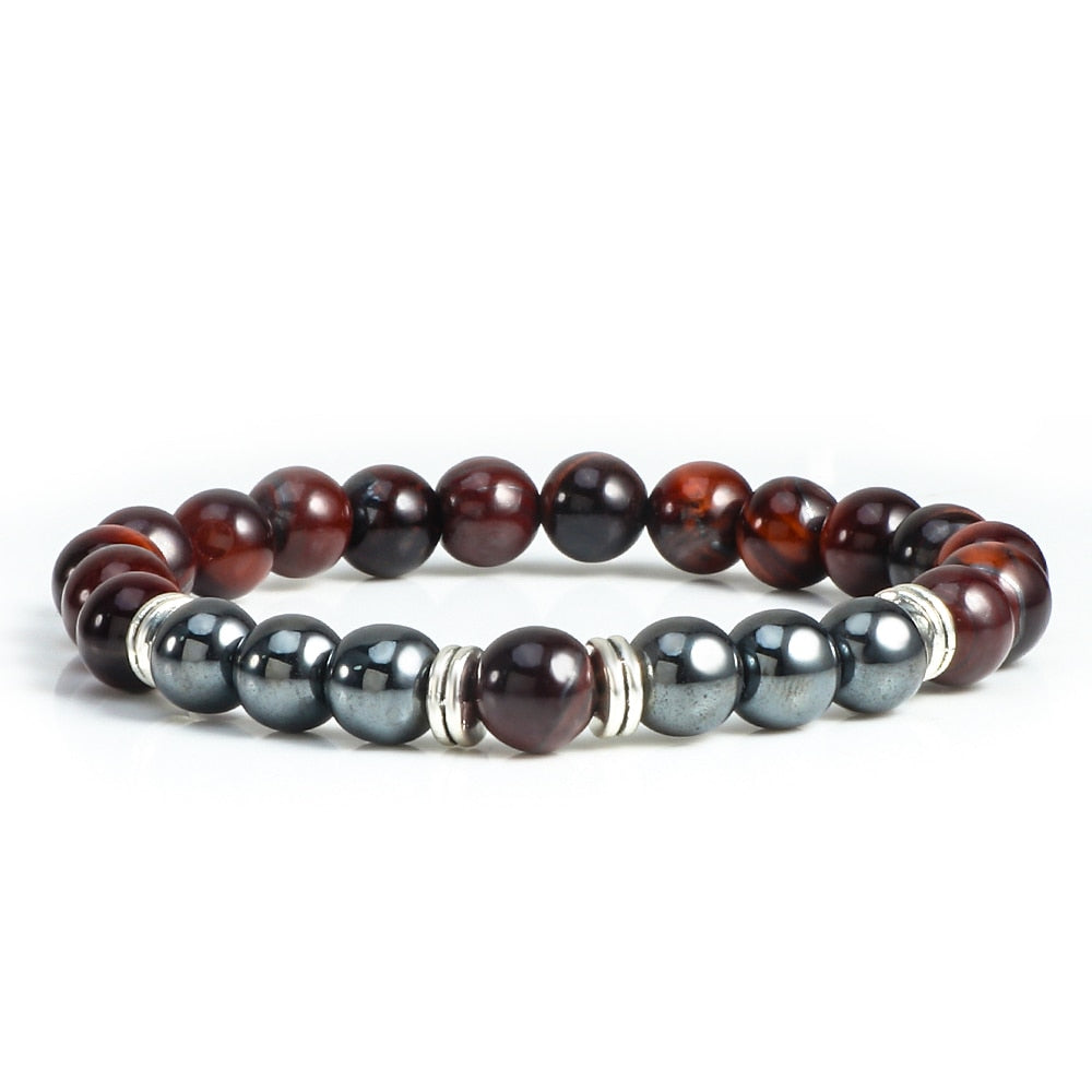 Natural Hematite Stone Tiger Eye Lava Beads Bracelets＆Bangles Women Men