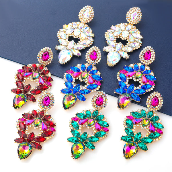 Pendientes Pauli Manfi de metal, cristal y flores con diamantes de imitación para mujer