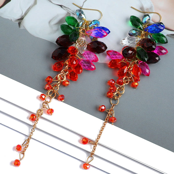 Pendientes con diseño de cadena con borlas de uva para mujer