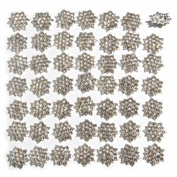 10 botones de diamantes de imitación de cristal de estrella con parte trasera de caña transparente de 18 mm