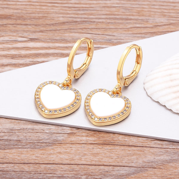 Pendientes colgantes románticos con forma de corazón para mujer, 14 estilos