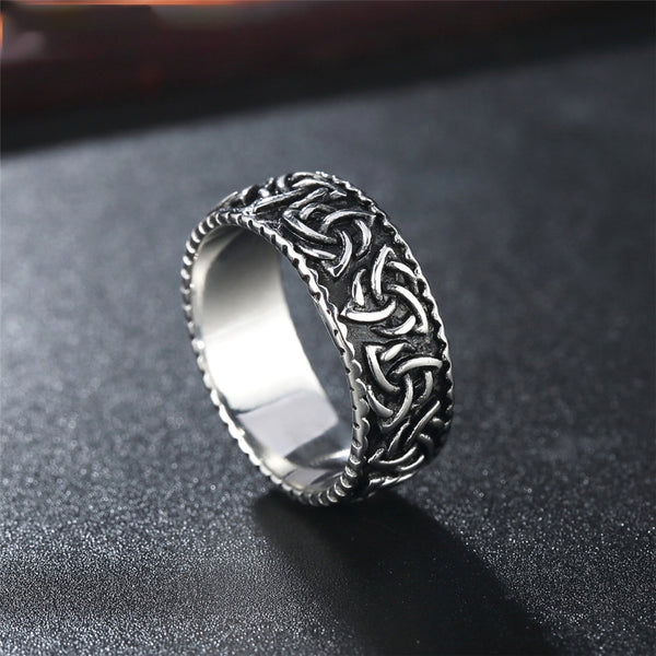 Anillo vikingo nórdico de acero inoxidable para hombre, amuleto retro de Odín, nudo celta, anillos de la trinidad para hombre