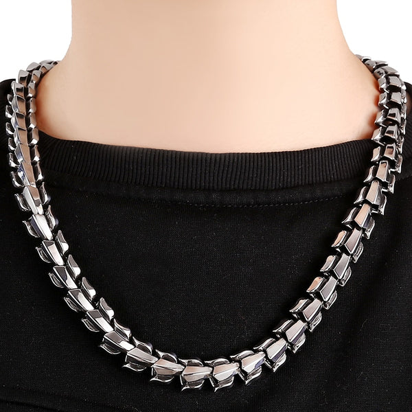Gargantilla Punk Rocker de 15 mm con cadena de quilla de dragón para hombre