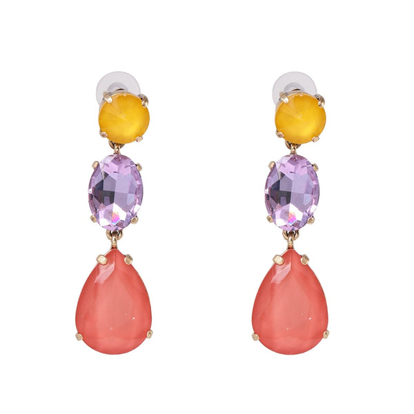 Nuevos pendientes largos bohemios con cristales en forma de gota de agua
