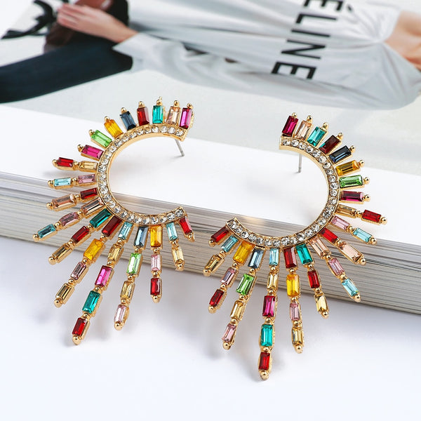 Pendientes redondos de joyería de moda exagerada para mujer