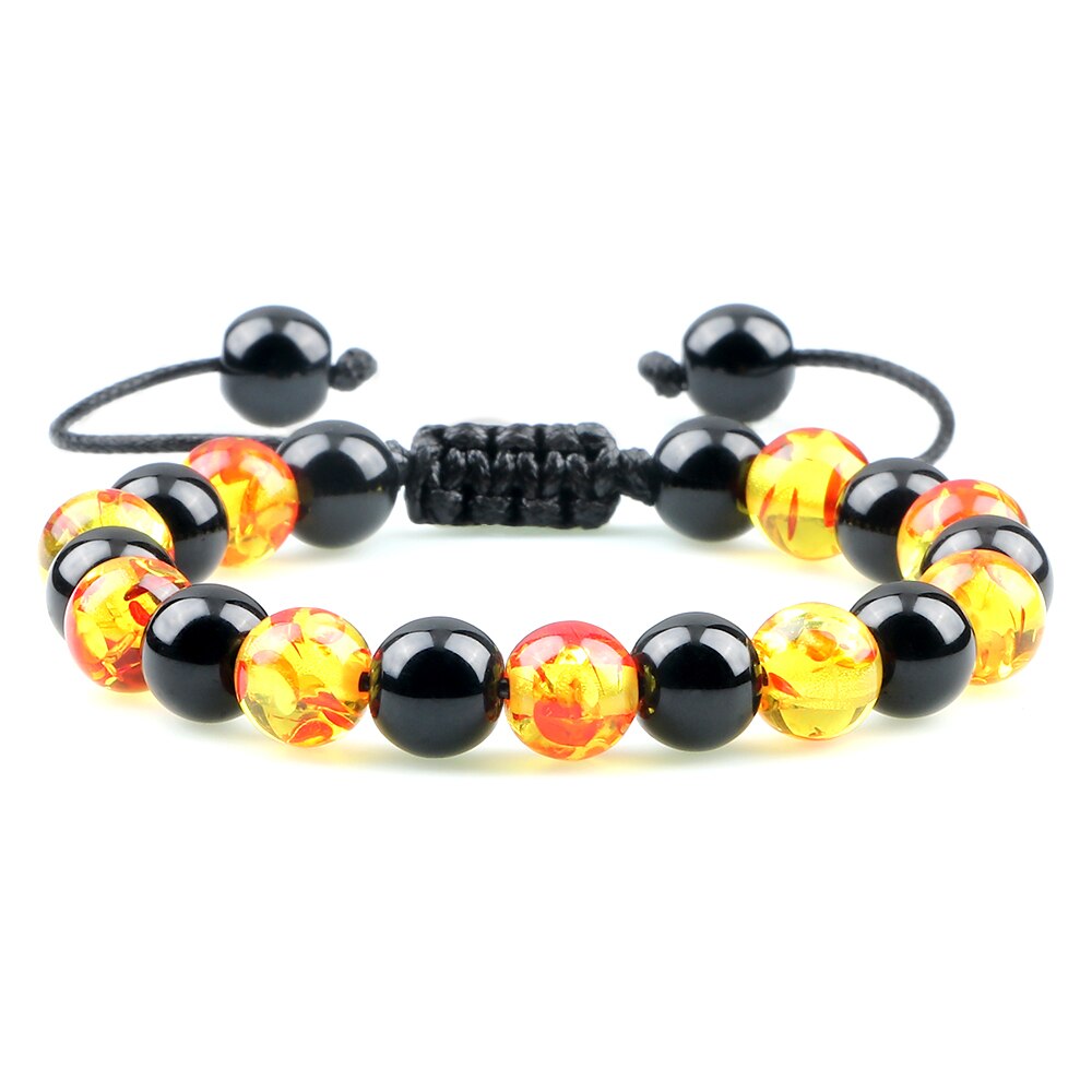 Hot 2pcs/set Men Beaded Bracelets Tiger Eye Lava Natural Stone Onyx Beaded Couple Distance Bracelets