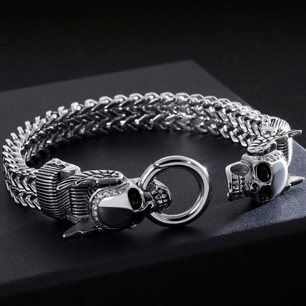 Pulsera de calavera steampunk para hombre