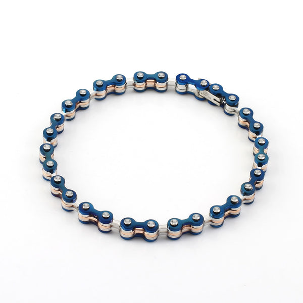 Pulsera de cadena de motociclista de acero inoxidable para hombre, con personalidad y chapado en oro.