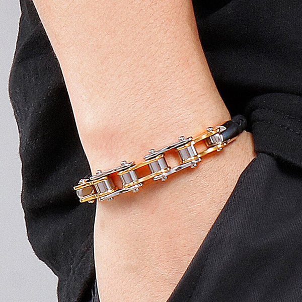 Pulsera de cadena de motociclista de acero inoxidable para hombre