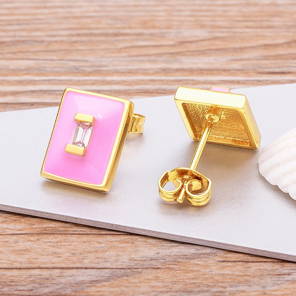 Pendientes rectangulares de esmalte