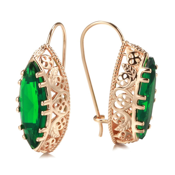 Pendientes vintage de oro rosa 585 con circonitas de corte especial para mujer