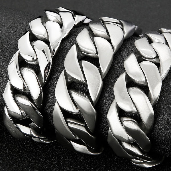 Bracelet Men In Stainless Steel Heavy Brushed Matte 24MM Wide Chain Men's Bracelets