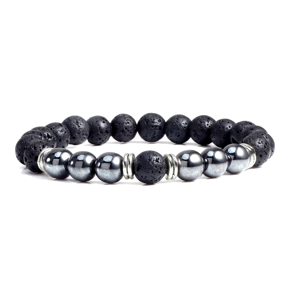 Natural Hematite Stone Tiger Eye Lava Beads Bracelets＆Bangles Women Men