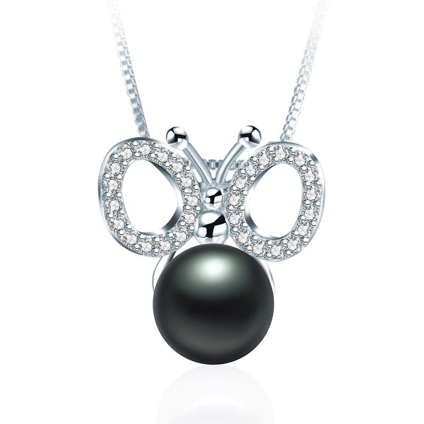 Colgante de plata de ley 925 con circonitas en forma de mariposa para mujer