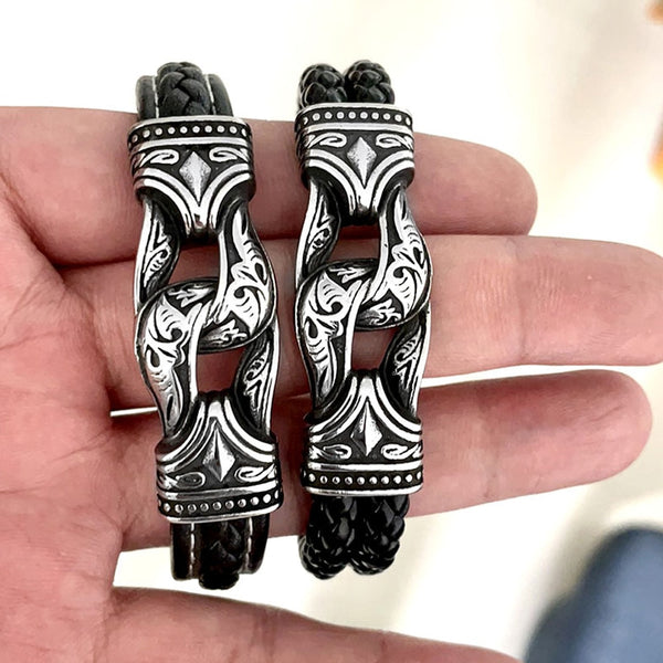 Pulsera vikinga vintage de acero inoxidable 316L para hombre