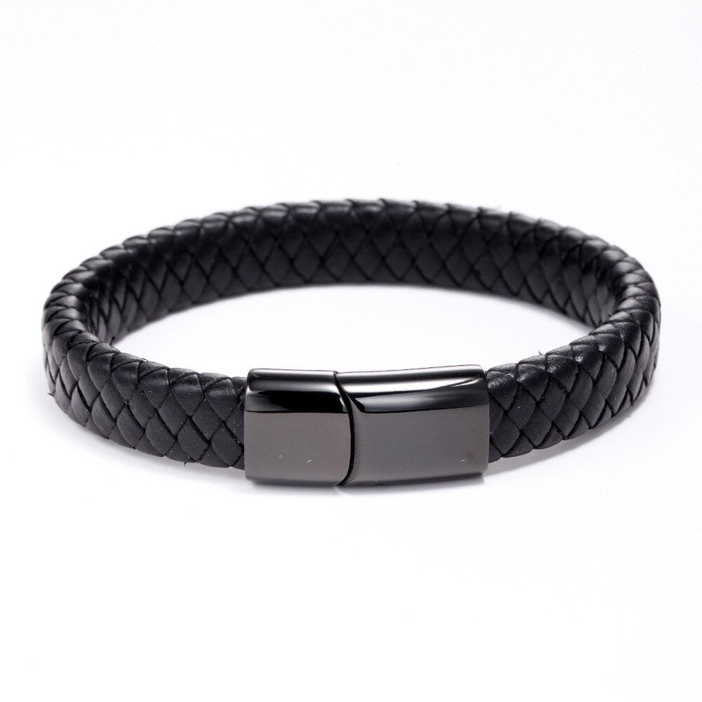 Retro Punk Religious Style Leather Woven Cross High Quality Metal Leather Bracelet