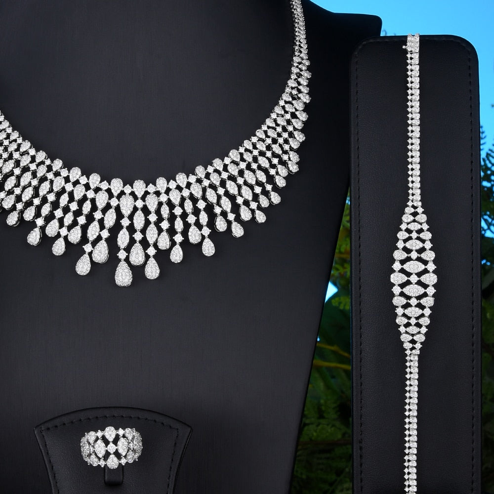 New Trendy 4PCS Full Micro CZ Luxury African Jewelry Set For Women