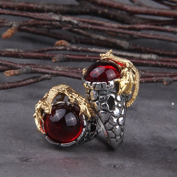 Anillo de serpiente Ouroboros gigante de acero inoxidable estilo vikingo para hombre