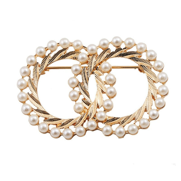 New Fashion Enamel Pin Gold Color Pearl Brooches for Women