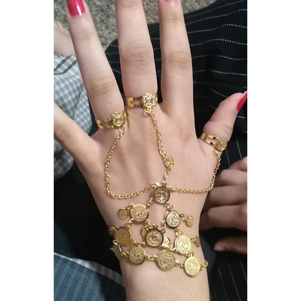gold Coin Bracelet Bangles in chain link Rins For Women