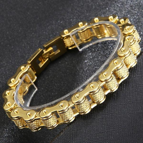 Pulsera de cadena de eslabones para bicicleta de 23 cm y 11 mm para hombre