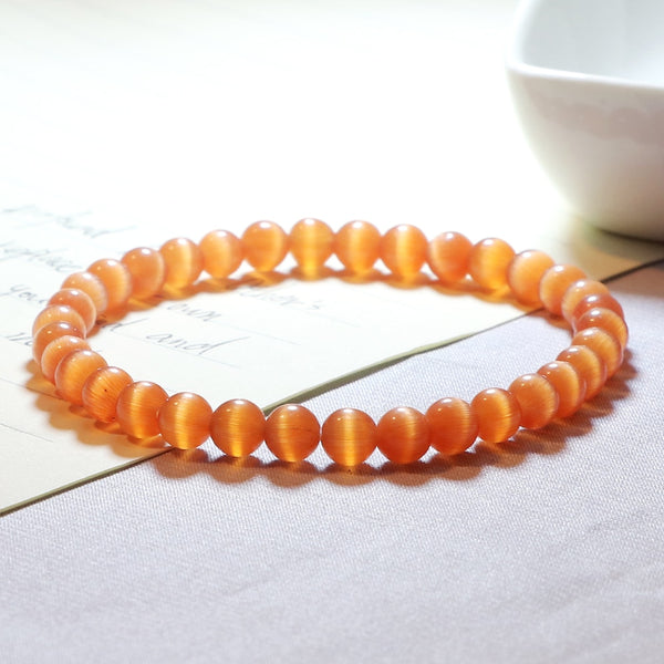 Pulseras de cuentas de ojos de gato naturales para mujer, modernas y sencillas