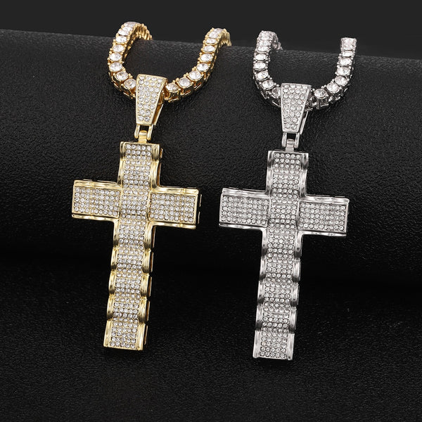Men Women Hip Hop Cross Pendant Necklace