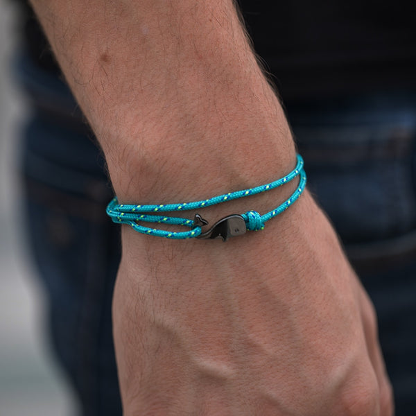Pulsera de ancla de cola de ballena negra de alta calidad