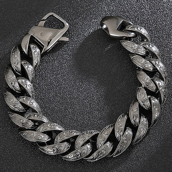 Pulsera vintage para hombre, cadena de acero inoxidable macizo de 18 mm, pulseras para hombre.