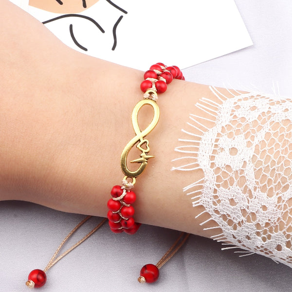 Pulseras trenzadas con cuentas de piedra natural ajustables de 4 mm