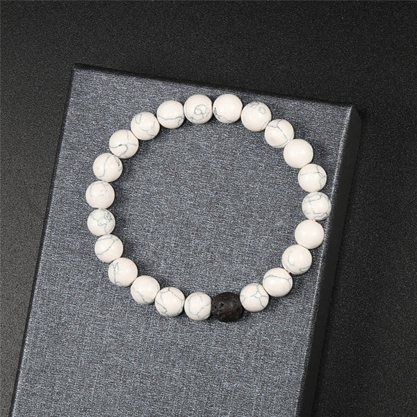 Couples Distance Braid Bracelets Natural Stone White And Black Ying Yang Beads Bracelet