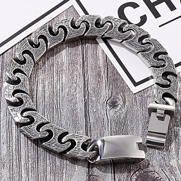 Pulsera vintage de acero inoxidable para hombre, cadena de eslabones de 13 mm.