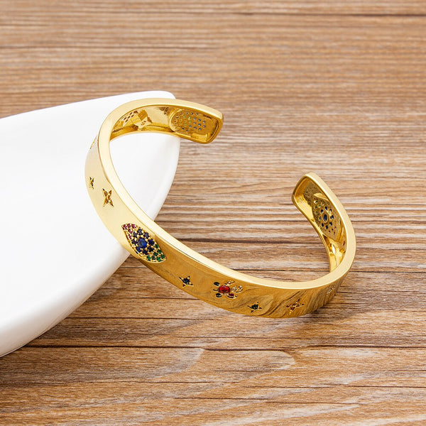 Brazalete ajustable con apertura de circonitas de cobre de nuevo diseño, estilo europeo y americano.